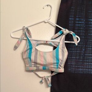 Striped Tie-Shoulder bikini top